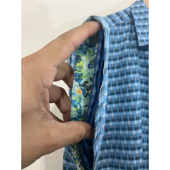 Robert Graham Check Plaid Resort Retro Classic Shirt L Flip Cuff Preppy Vacay - Picture 6 of 14